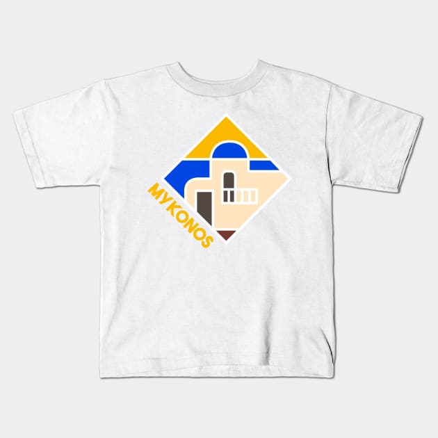 Mykonos - Greece Kids T-Shirt by meowshmallow